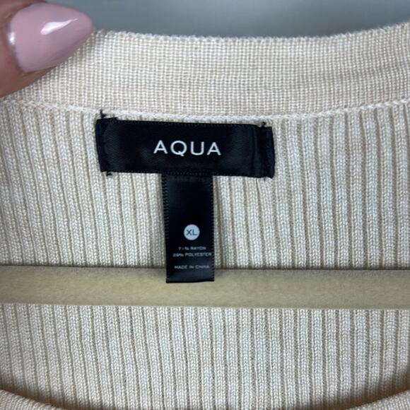 AQUA Tan Fitted Long Sleeve Bodysuit Women's XL - Picture 2 of 5